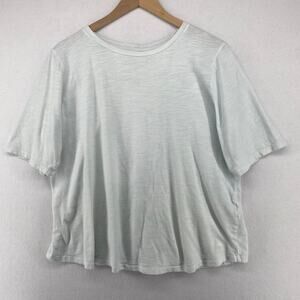 EILEEN FISHER Top L Slub Organic Cotton Jersey Crewneck Short Sleeve Light Blue